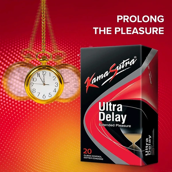 KamaSutra Ultradelay Extra time Condoms for men Count 20 with Aloe Vera Lube Water Lubricant 50ml