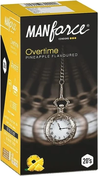 Manforce Overtime Pineapple 3in1 (Ribbed, Contour, Dotted) Condoms - 20 Pieces, Transparent, Large