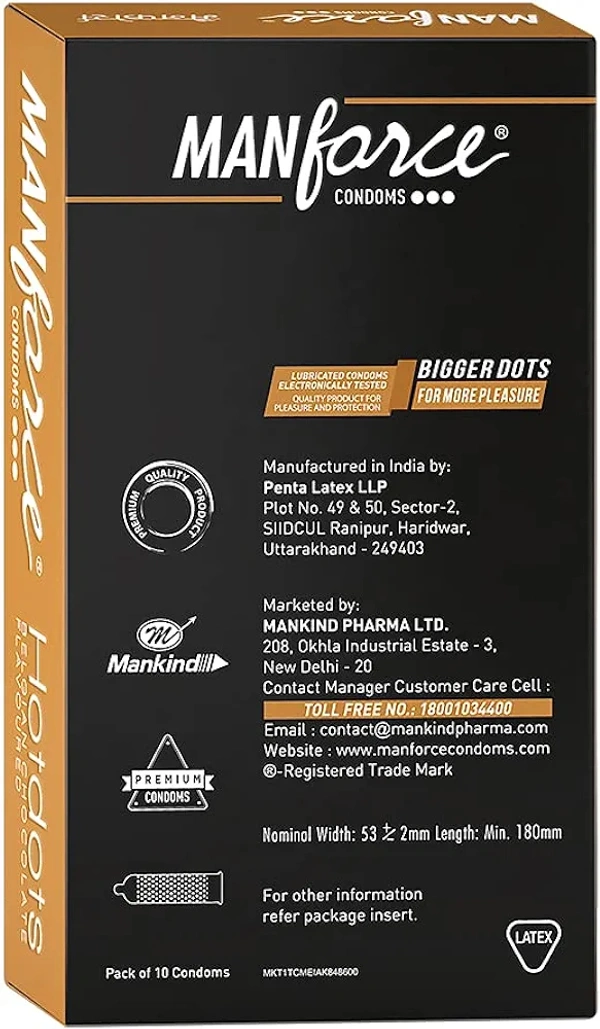 Manforce Premium Hotdots Belgian Chocolate Condoms with Bigger Dots - 10 Pieces