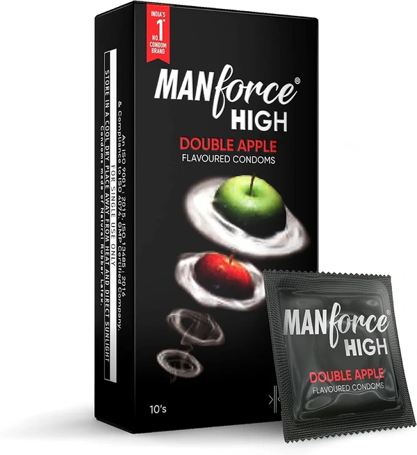 Manforce High Double Apple Flavoured Condoms for Men | 10 pcs | Ultra Thin Condom | Lubricated Latex Condoms | For Her Enhanced Pleasure | India’s No. 1* Condom Brand for Safe Sex
