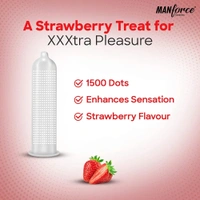 Manforce Xotic Strawberry Flavoured Extra Dotted Condoms for Men| Extra Dotted for Her Extra Stimulation| India’s No. 1* Condom Brand| Lubricated Latex Condoms| Pack of 2