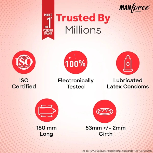 Manforce Xotic Strawberry Flavoured Extra Dotted Condoms for Men| Extra Dotted for Her Extra Stimulation| India’s No. 1* Condom Brand| Lubricated Latex Condoms| Pack of 2