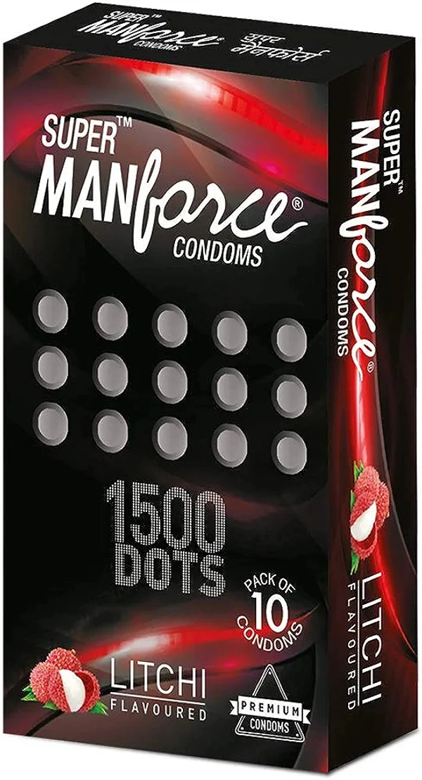 Manforce Extra Dotted Condoms - 10 Pieces, Pack of 3 (Litchi Flavoured)