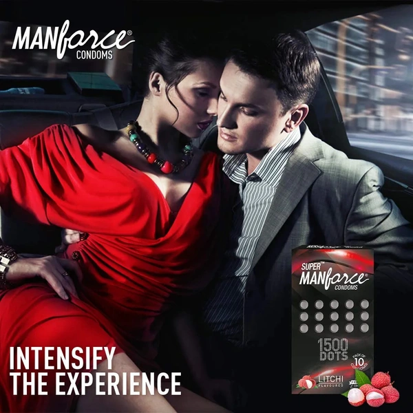 Manforce Extra Dotted Condoms - 10 Pieces, Pack of 3 (Litchi Flavoured)
