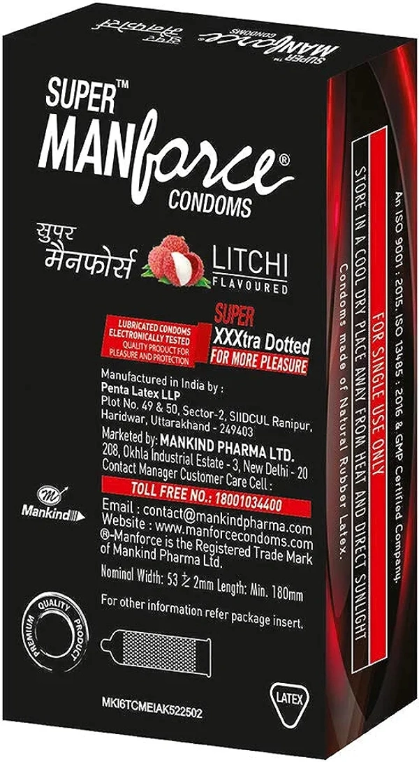 Manforce Extra Dotted Condoms - 10 Pieces, Pack of 3 (Litchi Flavoured)