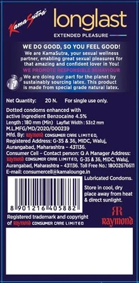 KamaSutra LongLast Condoms, Dotted Texture, 20 count