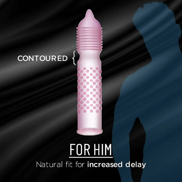 KamaSutra Orgasmax+ Condoms for Men & Women, Dotted and Ribbed for Her Pleasure, Delay Lubricant & Contoured for His Pleasure, Clear, 10 Count