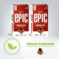 Manforce Epic Hot Dots Enhanced Dotted Premium Condom For Men| With 396 Raised Dots| Belgian Chocolate Flavour| With Disposable Pouch, 2x10s (Pack of 2)