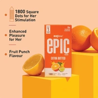 Epic Extra Dotted Premium Condoms For Lovemaking| Fruit Punch Flavour | From India’s No. 1* Condom Brand| Vegan| No Harsh Chemicals| Lubricated Latex Condoms| Pack of 10