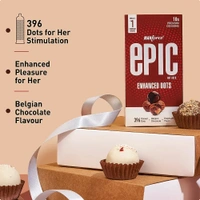 Epic Enhanced Dotted Premium Condoms For Lovemaking| Belgian Chocolate Flavour| From India’s No. 1* Condom Brand| Vegan| No Harsh Chemicals| Lubricated Latex Condoms| Pack of 10