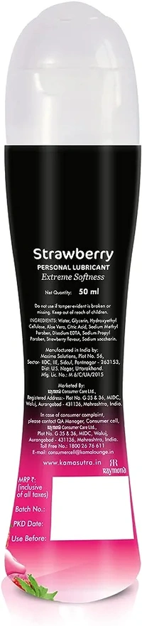 KAMA SUTRA Lube Strawberry Personal Lubricant for Men & Women - 50 ml | Water based lube | Compatible with condoms | Easy to wash off | Convenient for use