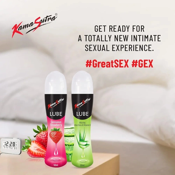 KAMA SUTRA Lube Strawberry Personal Lubricant for Men & Women - 50 ml | Water based lube | Compatible with condoms | Easy to wash off | Convenient for use