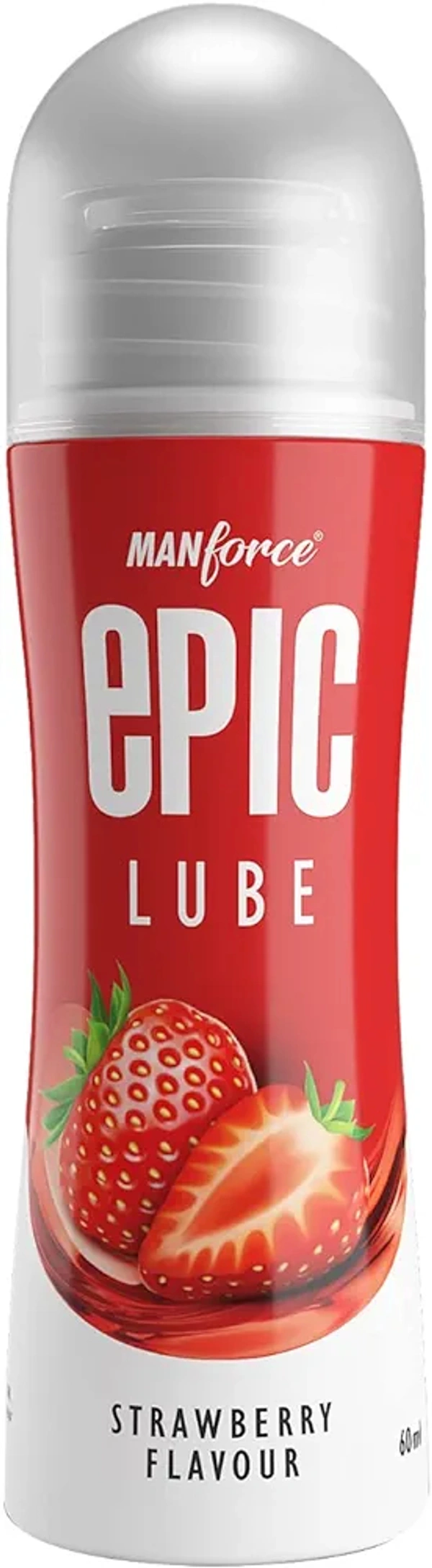 Epic Lube, Strawberry Flavoured Lubrication Gel for Men & Women, Water-Based Gel, Skin-Friendly, Safe to Use with Condoms, 60ml
