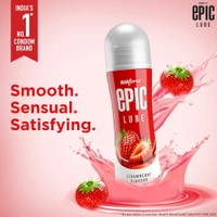 Epic Lube, Strawberry Flavoured Lubrication Gel for Men & Women, Water-Based Gel, Skin-Friendly, Safe to Use with Condoms, 60ml