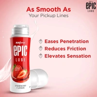 Epic Lube, Strawberry Flavoured Lubrication Gel for Men & Women, Water-Based Gel, Skin-Friendly, Safe to Use with Condoms, 60ml