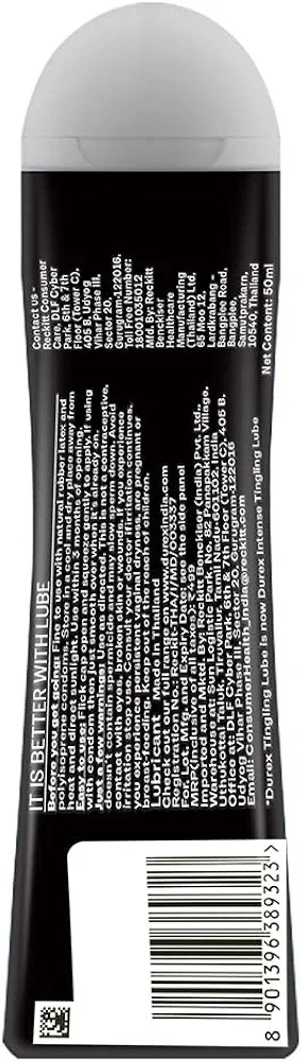 Durex Lube Intense Lubricant Gel For Men & Women - 50ml | Water Based Lube