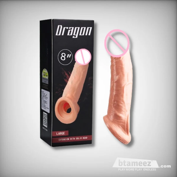 8 Inch Dragon Silicon Condom Reusable White 