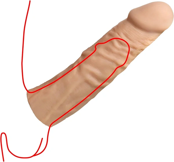 Extra Long 1.5" Penis Extension Sleeve for Men & Couples. Gain Size in Seconds! Realistic Feel with Textured Sheath, Smooth and Snug Wear, Custom Length. Body-Safe TPE. 1 Piece, Light