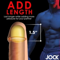 Extra Long 1.5" Penis Extension Sleeve for Men & Couples. Gain Size in Seconds! Realistic Feel with Textured Sheath, Smooth and Snug Wear, Custom Length. Body-Safe TPE. 1 Piece, Light