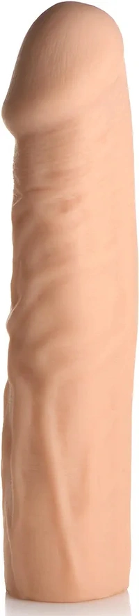 Extra Long 1.5" Penis Extension Sleeve for Men & Couples. Gain Size in Seconds! Realistic Feel with Textured Sheath, Smooth and Snug Wear, Custom Length. Body-Safe TPE. 1 Piece, Light