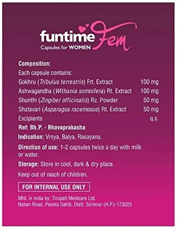 Funtime Ayurvedic Fem Capsules for Women & Gold Capsules for Men Combo Pack of 2 (10 Capsules Each) - Total 20 Capsules
