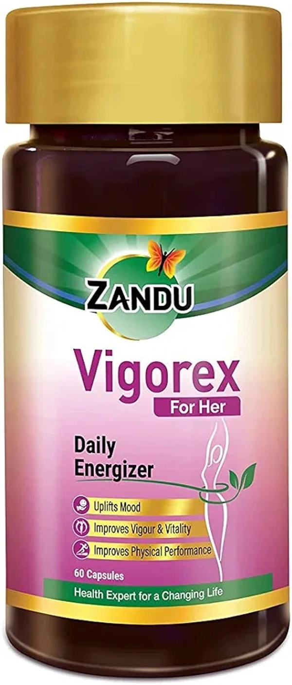 Zandu Vigorex For Her: A Daily Energizer |100% Natural,Authentic & Safe ingredients| Her Secret Remedy for Vigour and Vitality (Pack of 60 capsules)