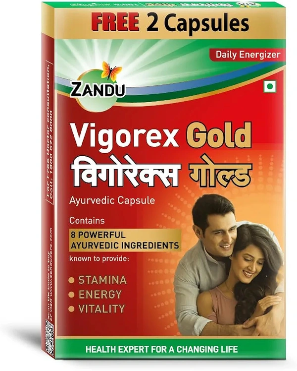Zandu Vigorex Gold Ayurvedic Daily Energizer -Pack of 12 Capsules