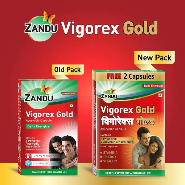 Zandu Vigorex Gold Ayurvedic Daily Energizer -Pack of 12 Capsules