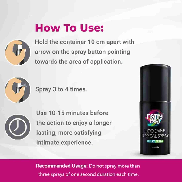 NottyBoy Lidocaine Delay Spray For Men Pack Of 1  (20g) - This product is non returnable