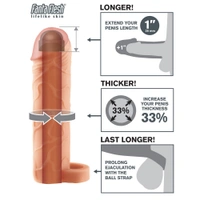 Perfect 1" Penis Extension Sleeve With Ball Strap For Men 