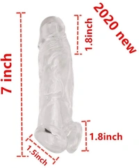 Crystal Clear Long Style Penis Sleeve Enlarger Extender Reusable Condoms For Men
