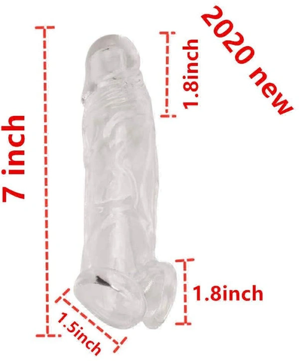 Crystal Clear Long Style Penis Sleeve Enlarger Extender Reusable Condoms For Men