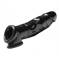 Real Black Cock Sheath Penis Extender Enlarger Enhancer Sleeve With Ball Stretch