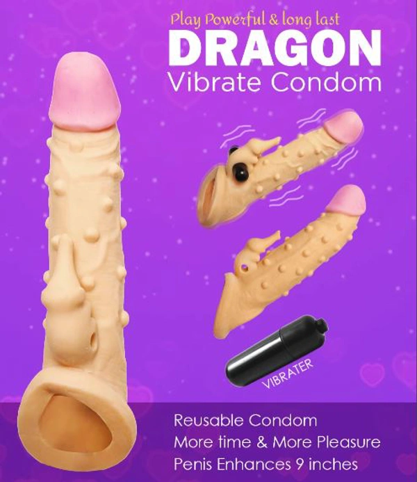 Dragon Big Size Vibrating Realistic Penis Sleeve Condom For Men