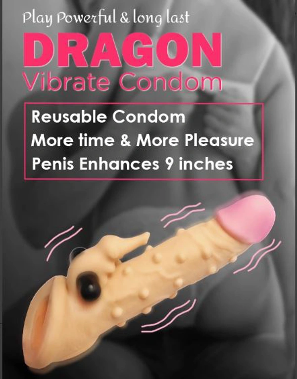 Dragon Big Size Vibrating Realistic Penis Sleeve Condom For Men