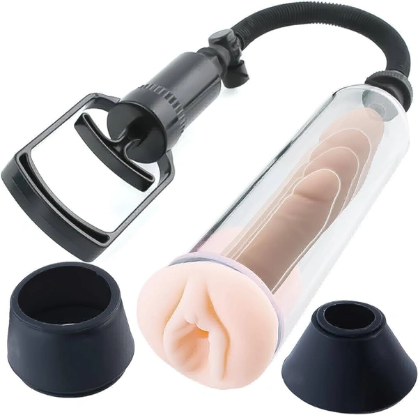 Vagina Cap Sleeve With Manual Penis Enlarge Pump For Men - Free Delivery, Non Returnable