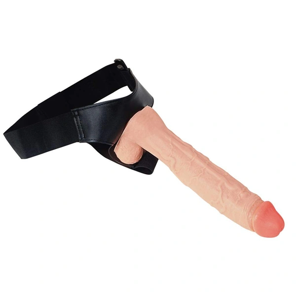 10 Inch Harness Strap On Cock Realistic Flesh Large Dildo Flexible Penis With Powerful Suction Cup For Lesbian Couples - Free Shipping, Non Returnable, Silicon