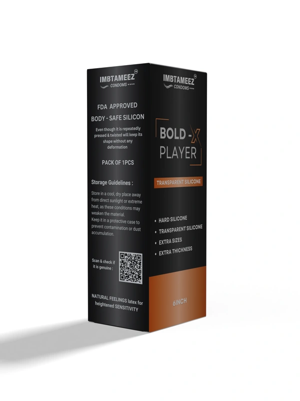 Imbtameez IMBTAMEEZ Bold-X Player Transparent Silicone Sleeve - 6 Inch | Extra Thick & Durable for Enhanced Pleasure  - 6inch, Silver transparant, Silicone
