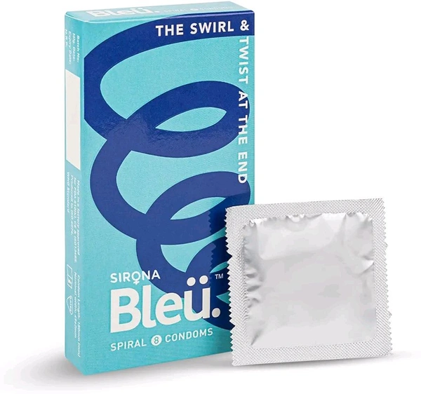 Spiral by Bleu – Toxin Free Condoms for Men - Unique Shaped head (first in India) for enhanced stimulation, improved experience, vegan & odourless, Pack of 1 (8 Count)