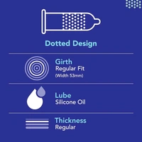 Bleu Vegan & 100% Natural Latex Dotted Condoms for Men | with Extra Dots | Toxin Free - 8 Count (Pack of 3)