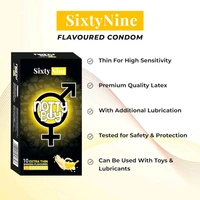NOTTY BOY Sixtynine Tropical Banana Thin Flavoured Condoms - (Pack of 1, 10 Pieces) | Taste Safe | Super Slim | Natural Latex | Snugly Fitted Condom For Men