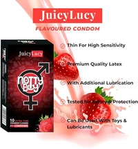 NOTTY BOY JuicyLuicy Ultra Thin Strawberry Flavoured Condom For Men- 30 Count | Silky and Smooth Flavour Condoms | Suitable for Oral Use | Clear, Transparent