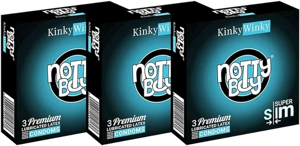 NOTTY BOY Super Slim Ultra Thin Condoms For Men | Proper Fit | Natural Feel | Extra Sensitive and Transparent, Smooth | Skin-To-Skin Feel - 9 count (Pack of 3)