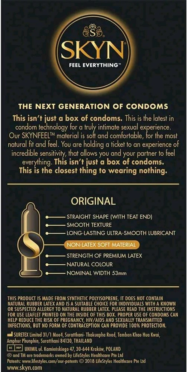 Skyn Original Condoms for Men- 10 count | Feel Everything | Latex Free