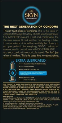 Skyn Extra Lubricated condoms for men- 10 count | Feel Everything | Latex Free