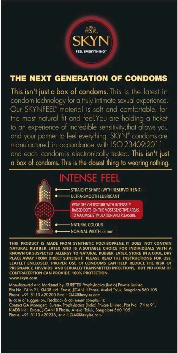Skyn Intense Feel Super Dotted Condoms for Her-10 Count | Feel Everything | Latex Free