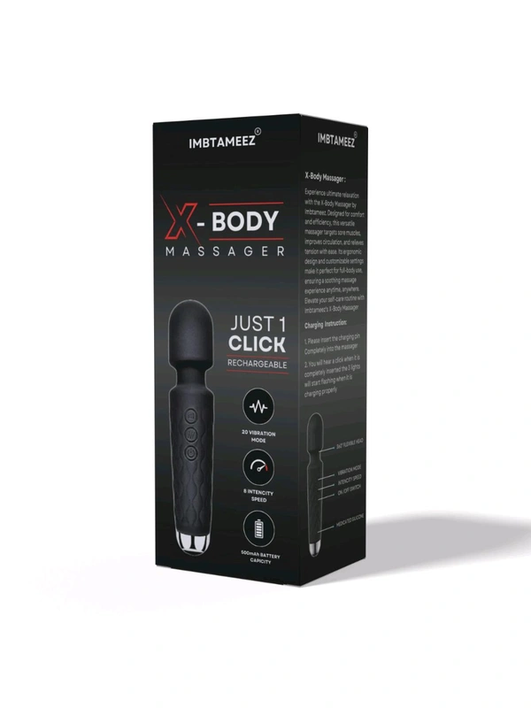 X-Body Massager For Waterproof Vibrate Rechargeable  - Black