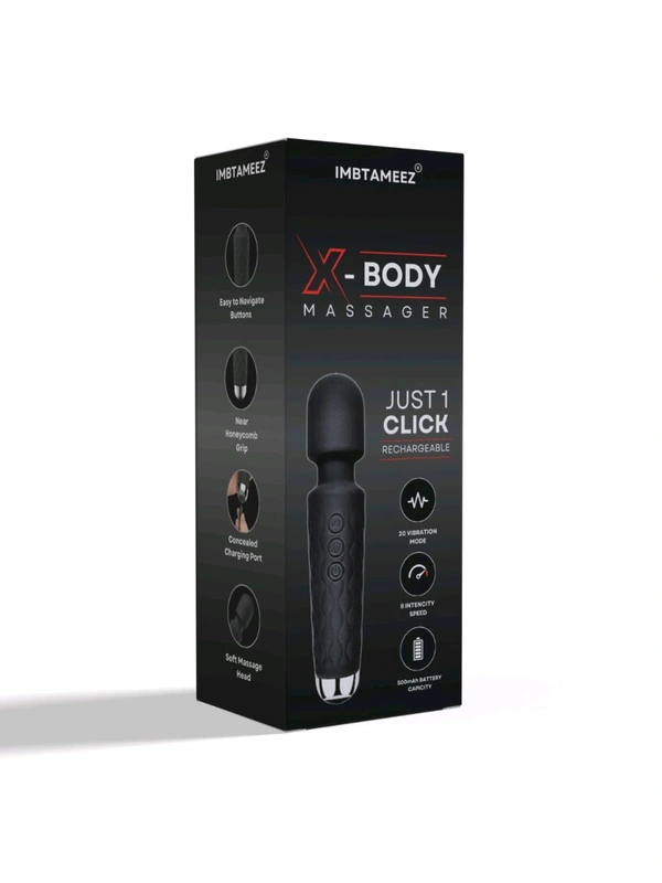 X-Body Massager For Waterproof Vibrate Rechargeable  - Black