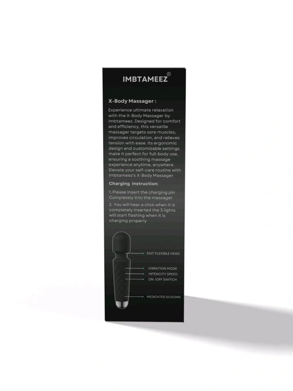 X-Body Massager For Waterproof Vibrate Rechargeable  - Black