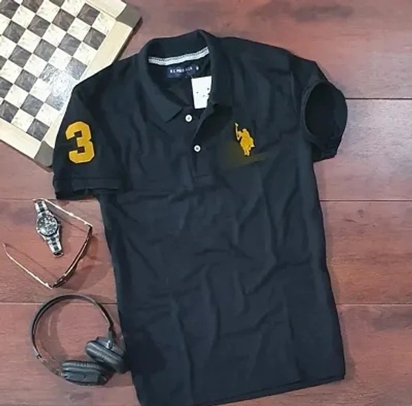 Trendy Cotton Blend Polos for Men - Black, XL